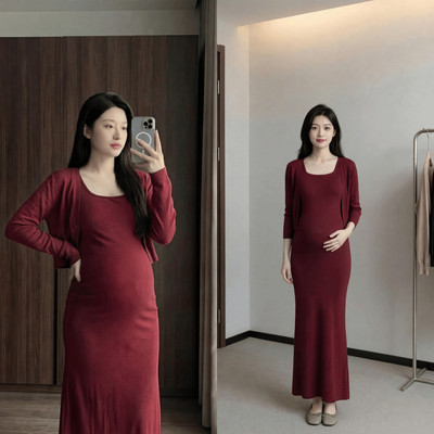Váy Body Đuôi Cá Dáng Dài 2mama Chất Thun Tăm Hàn Co Dãn 4 Chiều, Mềm Mại, Thoải Mái Cho Mẹ Bầu, Nhiều Màu, Đủ Size