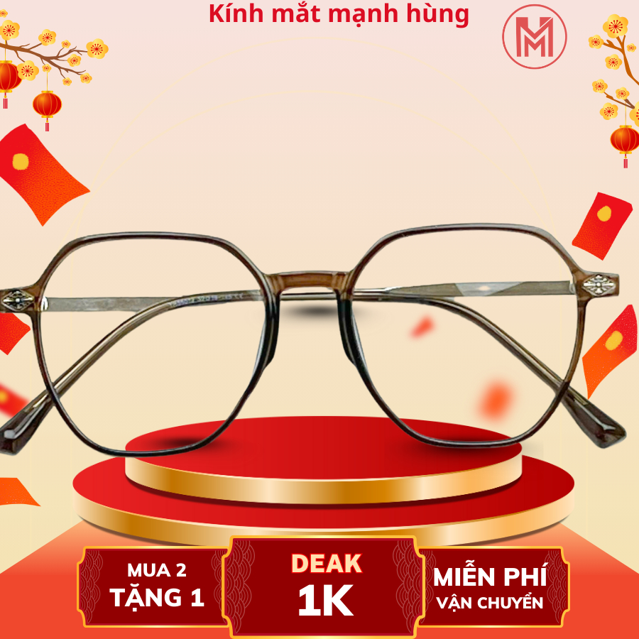 Gọng Kính Cận Unisex Vuông Nâu Trà TEEN 85012 – Gọng Nhựa Acetate Cao Cấp