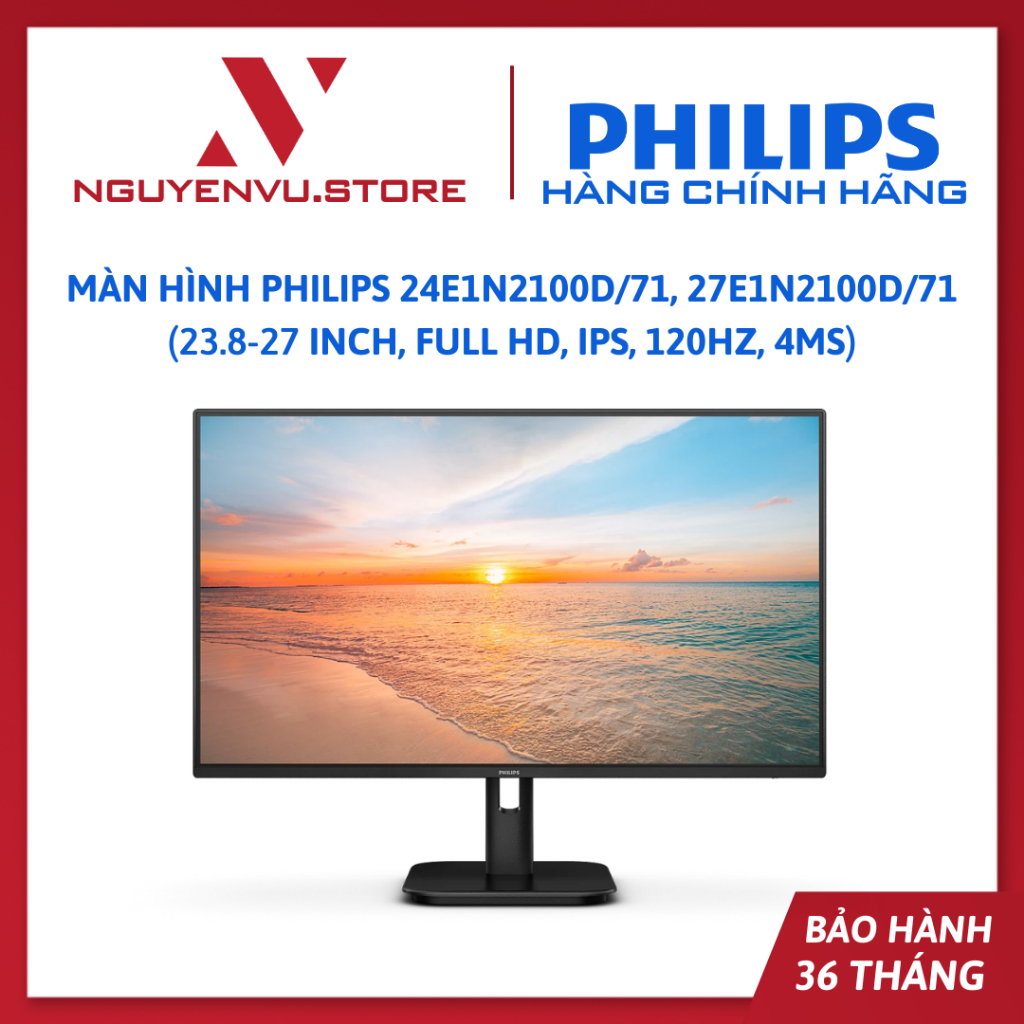 Màn hình Philips 24E1N2100D/71, 27E1N2100D/71 23.8-27 inch, Full HD, IPS, 120hz, 4ms - Hàng chính hã