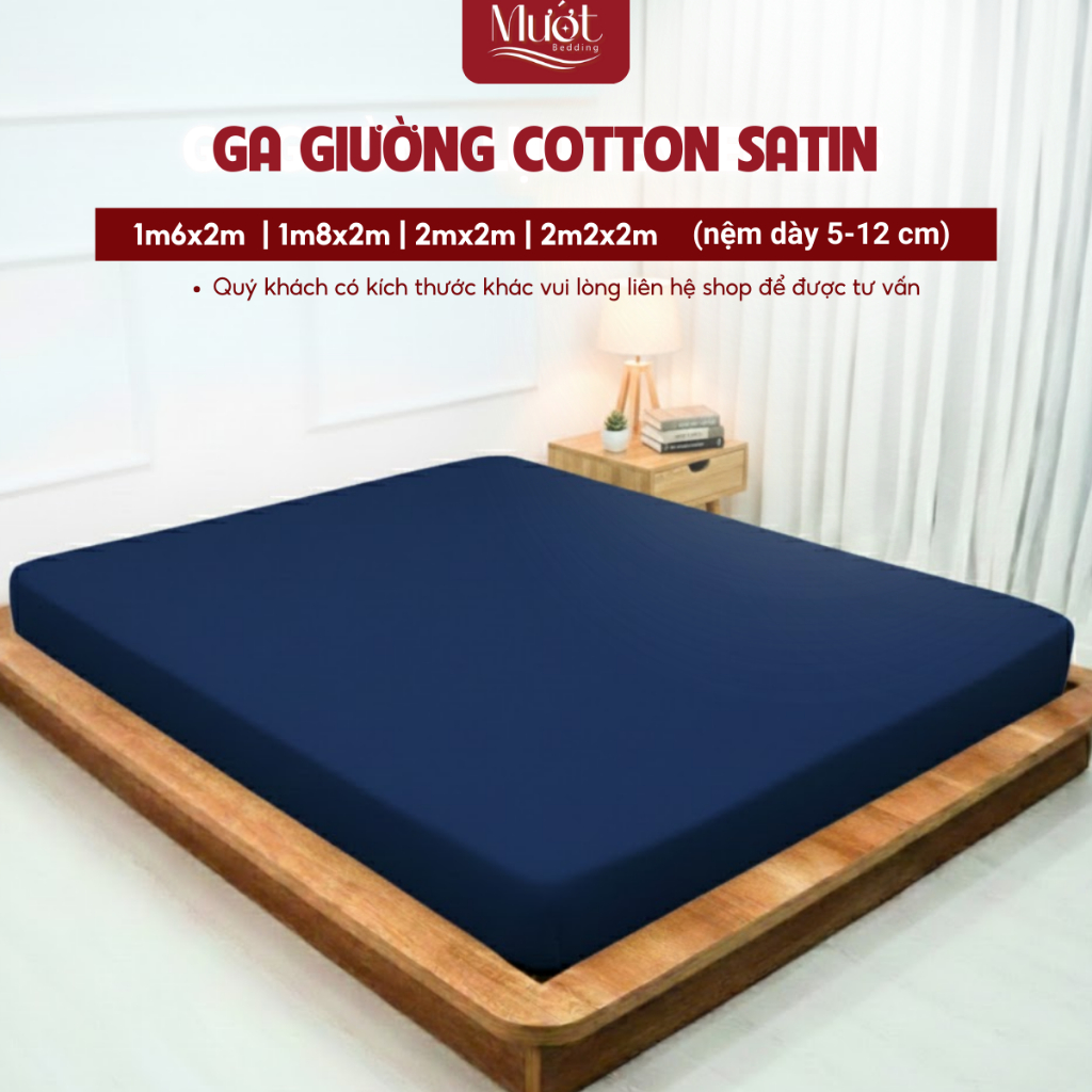 Ga giường 1m6x2m, 1m8x2m, 2mx2m, 2m2x2m (Dày 5-12cm) Cotton Satin Mướt bedding, drap giường 100% cot