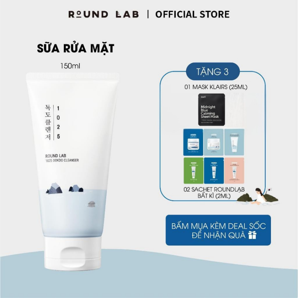 [LIVE ROUND LAB] Sữa Rửa Mặt Round Lab 1025 Dokdo Cleanser 150ml loại bỏ bụi bẩn dầu thừa