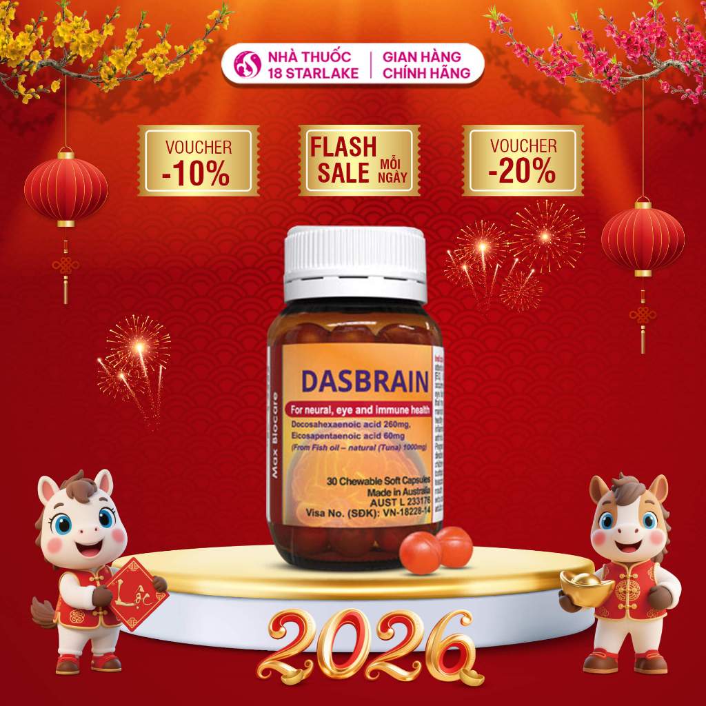 Viên Uống Bổ Mắt, Não Bộ Dasbrain – Bổ Sung DHA, EPA, Omega-3 Từ Dầu Cá Ngừ Úc
