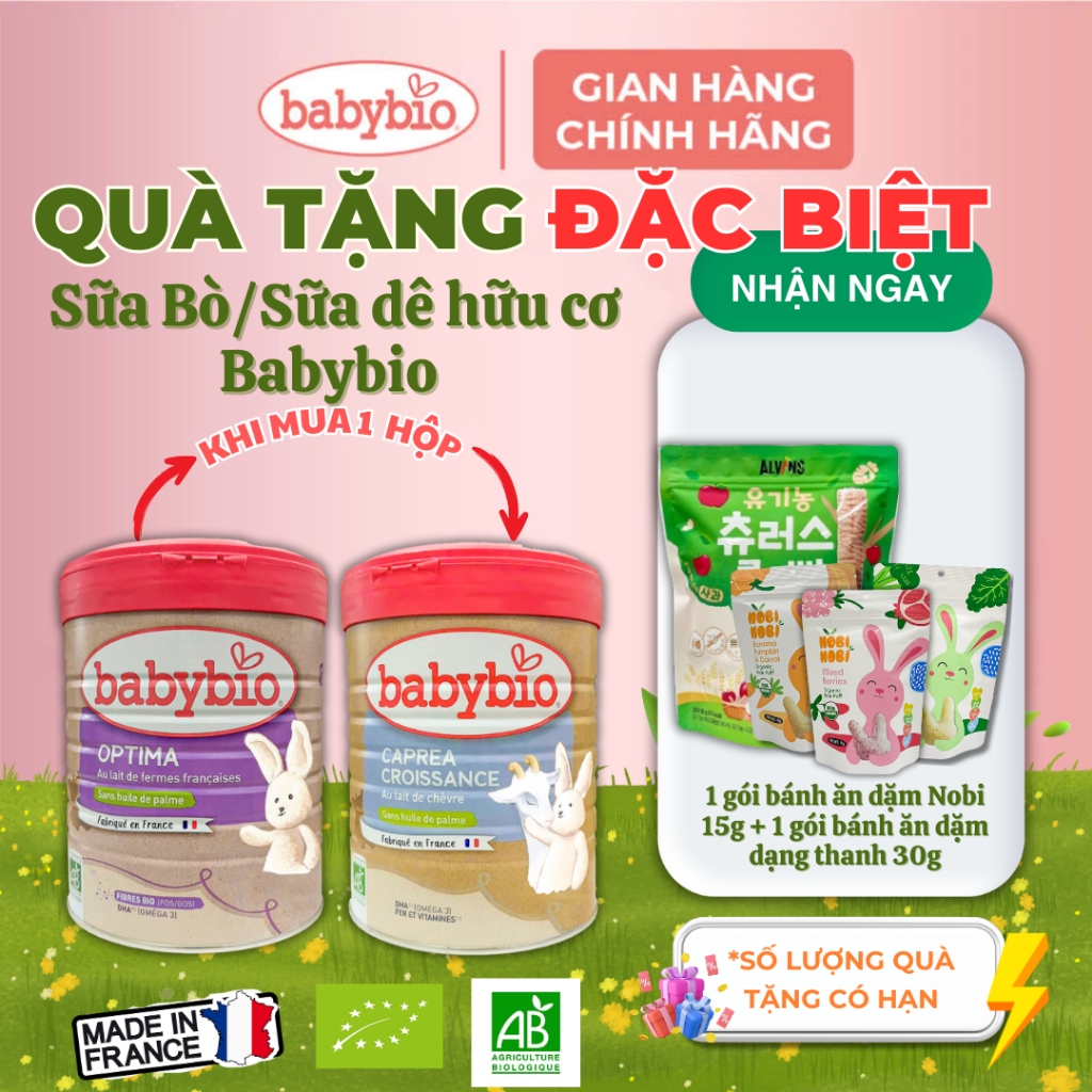 Sữa bò công thức hữu cơ số 2 Babybio dòng Optima (6-12 tháng tuổi)