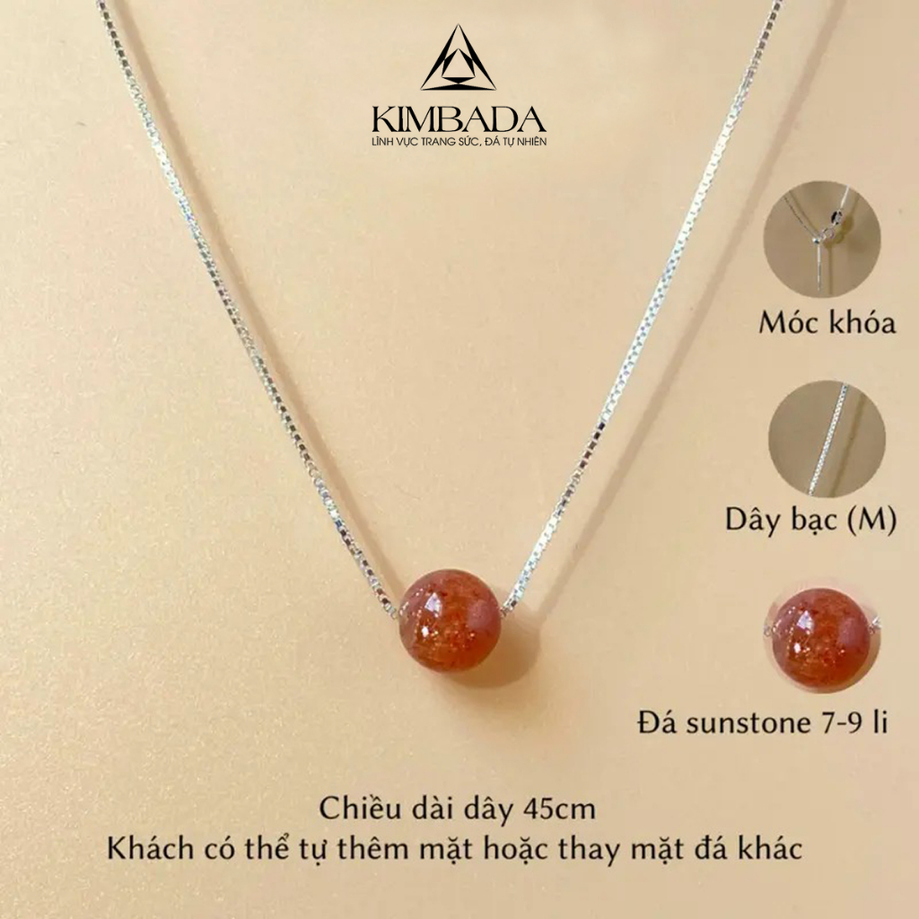 Dây chuyền bạc S925 nữ mặt đá thạch anh Kimbada phong thuỷ trẻ trung, quà tặng ý nghĩa