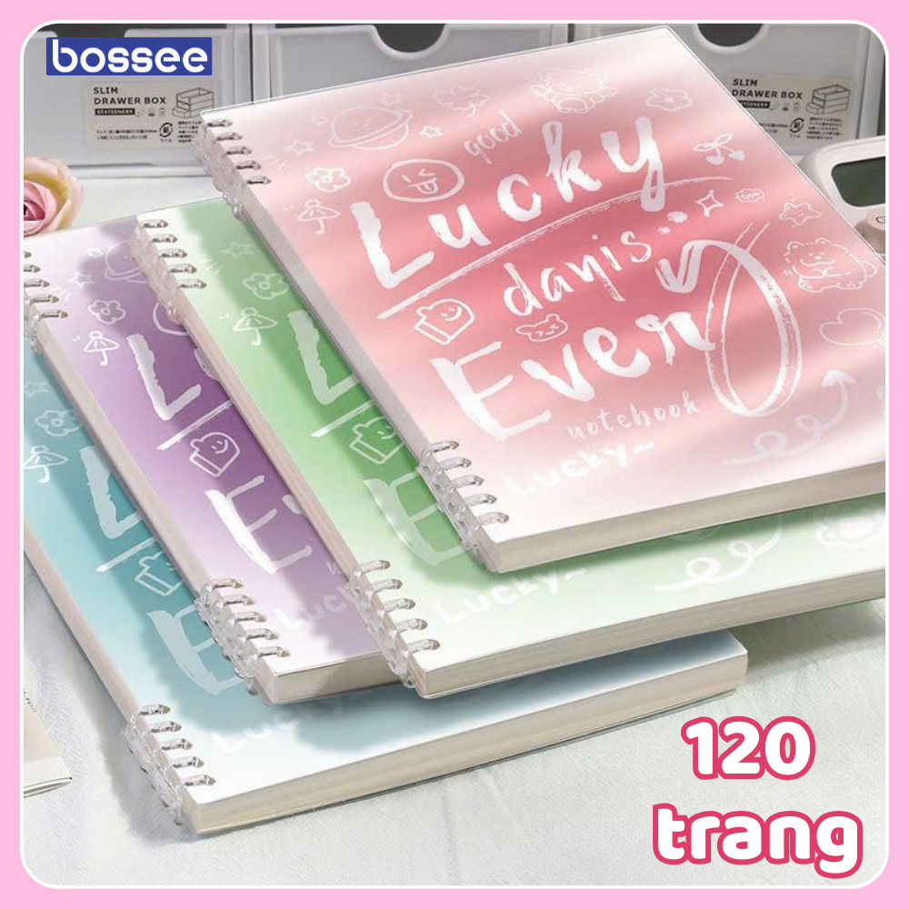 Sổ Còng B5 10 Chấu Lucky EveryDay 4 Màu Pastel, Vở 120 Trang Giấy Kẻ Ngang/Kẻ Vuông