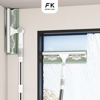 Cây gậy lau kính xoay 360 độ cán dài 2 mặt, dụng cụ lau kính 2 chức năng đa năng kèm gạt kính