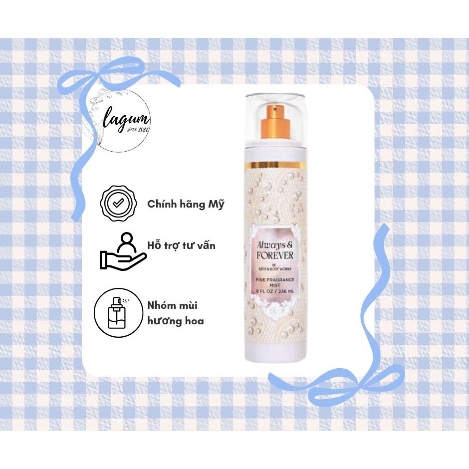 [ALWAYS FOREVER] Xịt thơm bodymist hương nước hoa Bath&Bodyworks- chính hãng Mỹ