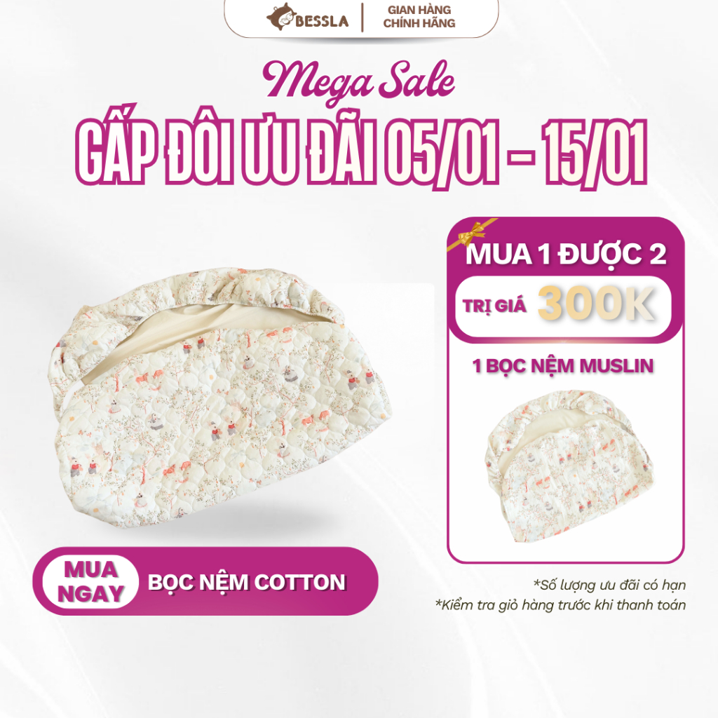 [MUA 1 ĐƯỢC 2] MEGA SALE - Ga Bọc Nệm Chống Thấm Cotton, Mặt Sau Có Lót Chống Thấm - Bọc Vừa Nệm Xơ 