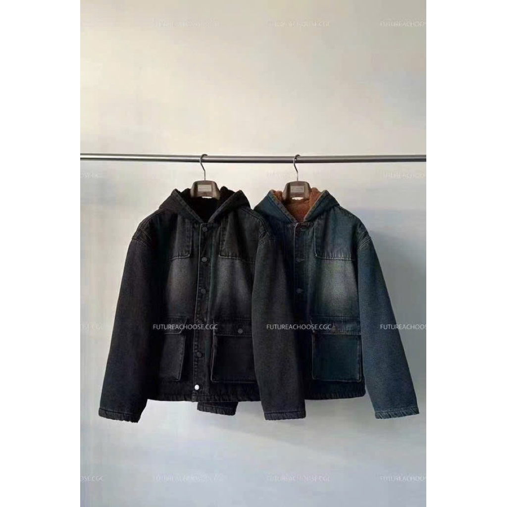 Áo khoác JACKET JEAN có mũ LÓT LÔNG CỰC DÀY (2 màu)
