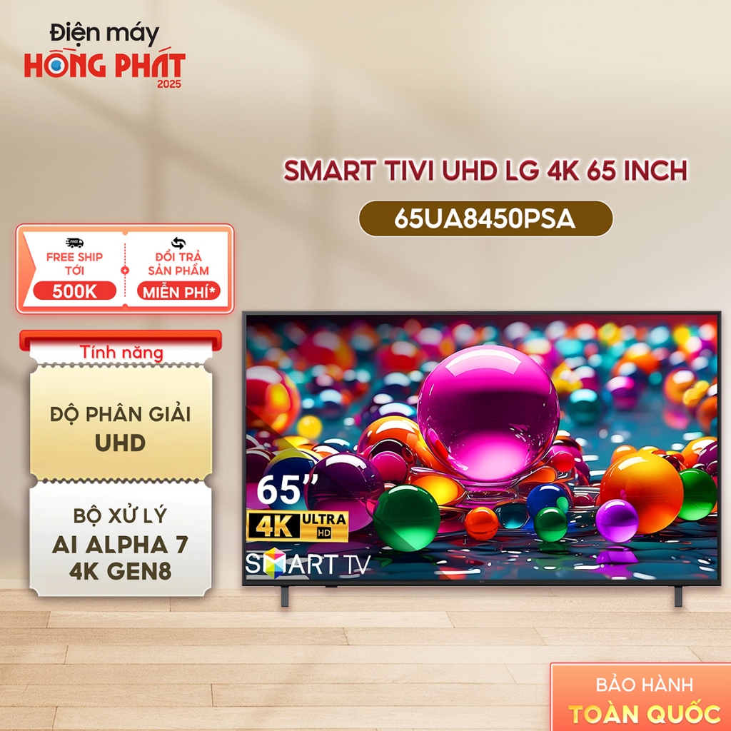 [Giao-Lắp HCM/Cần Thơ] Smart Tivi LG 4K UHD AI UA8450 65 Inch 65UA8450PSA