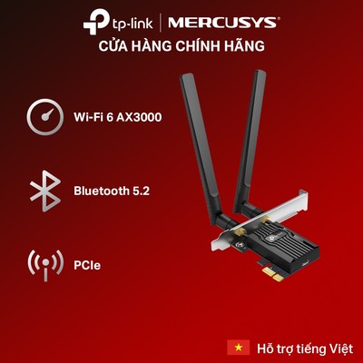Card Wi-Fi TP-Link Archer TX55E | Chuẩn Wi-Fi 6 AX3000, Tích Hợp Bluetooth 5.2, Kết Nối PCIe Siêu Nhanh