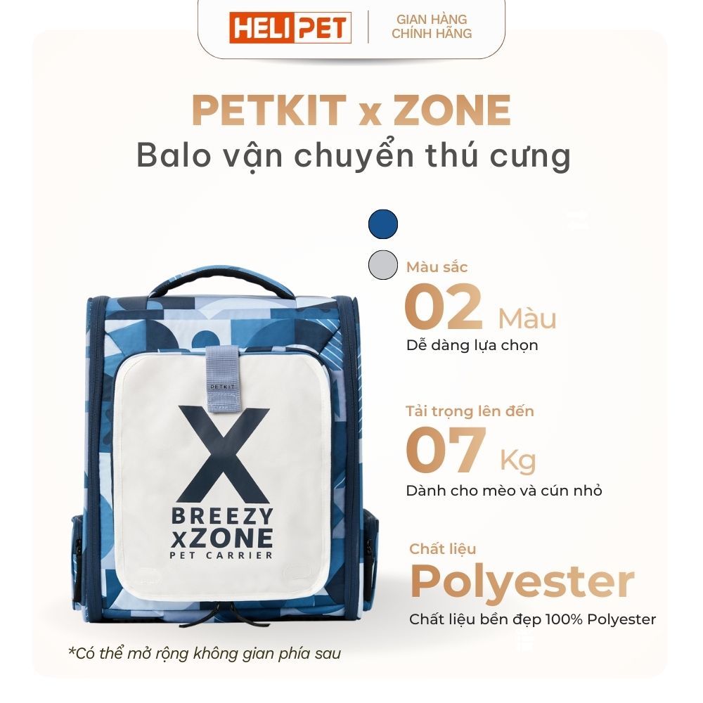 Balo Vận Chuyển Cho Thú Cưng, Balo Vải Cho Mèo, Chó, Thỏ Cao Cấp PETKIT Xzone - HeLiPet