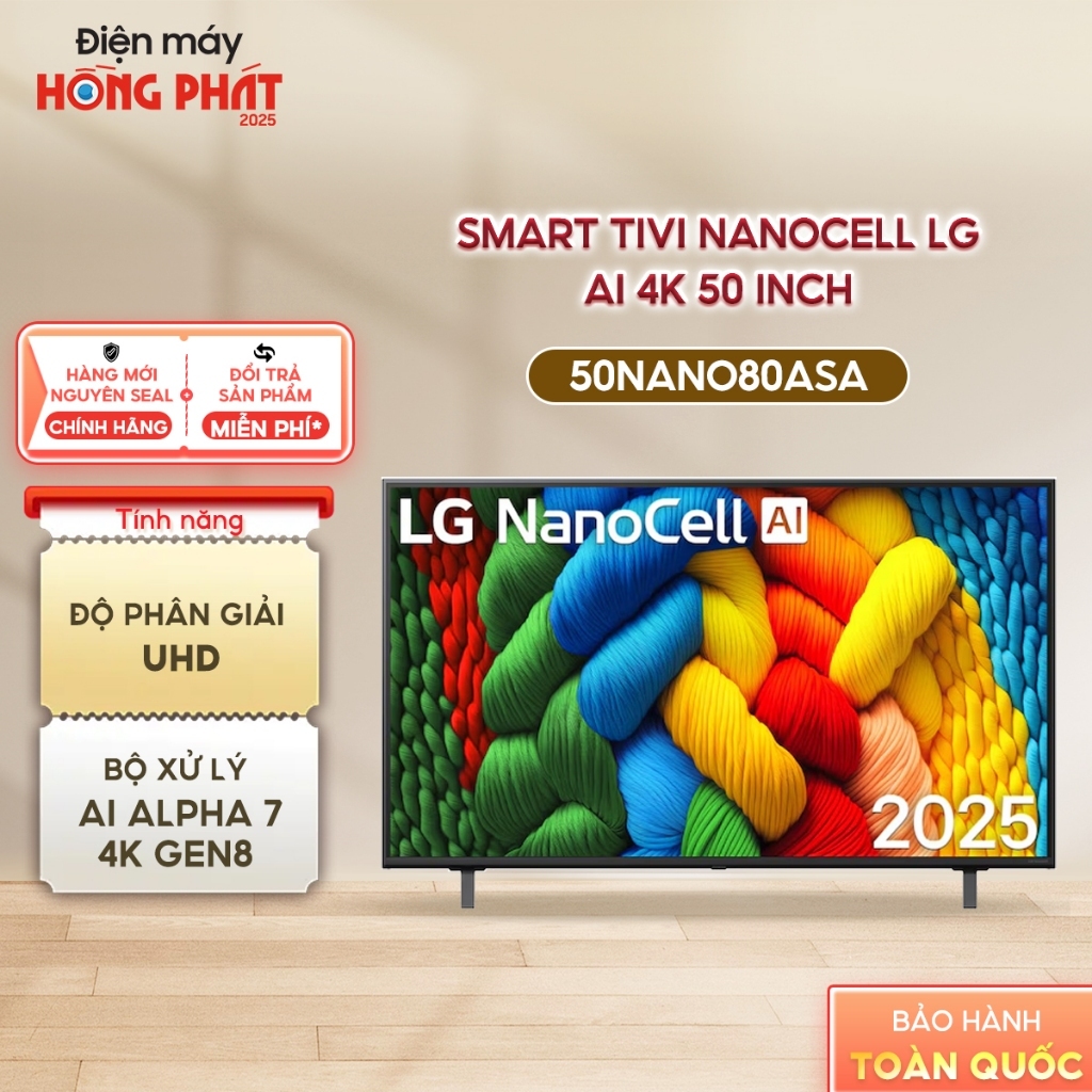 [Giao-Lắp HCM/Cần Thơ] Smart Tivi NanoCell LG AI 4K 50 inch 50NANO80ASA
