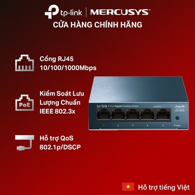 Switch Mạng TP-Link LS105G 5 Cổng Gigabit | Thiết Kế Để Bàn, Tốc Độ 10/100/1000Mbps