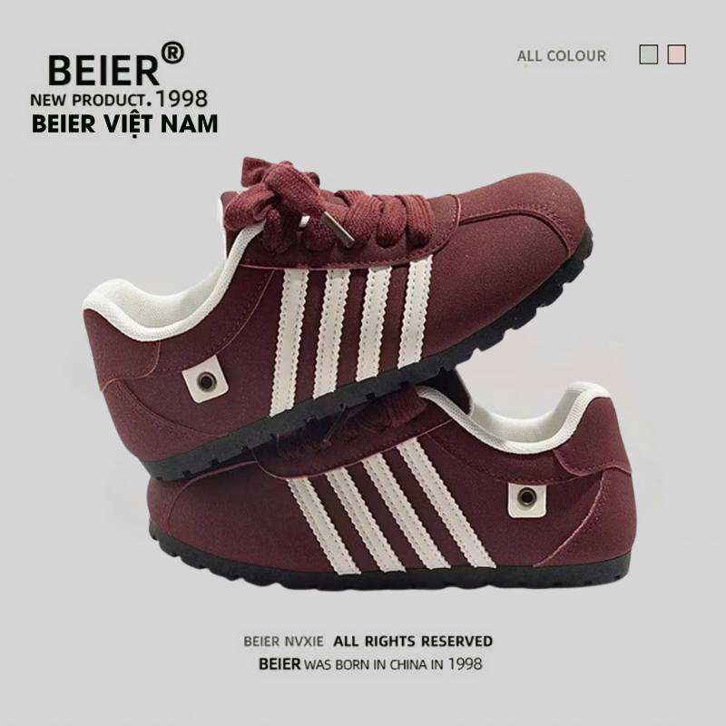 BEIER Auth Chính Hãng Giày thể thao beier giày sneaker beier đỏ đậm, trắng, be thoải mái êm chân shop giày 3515 beier