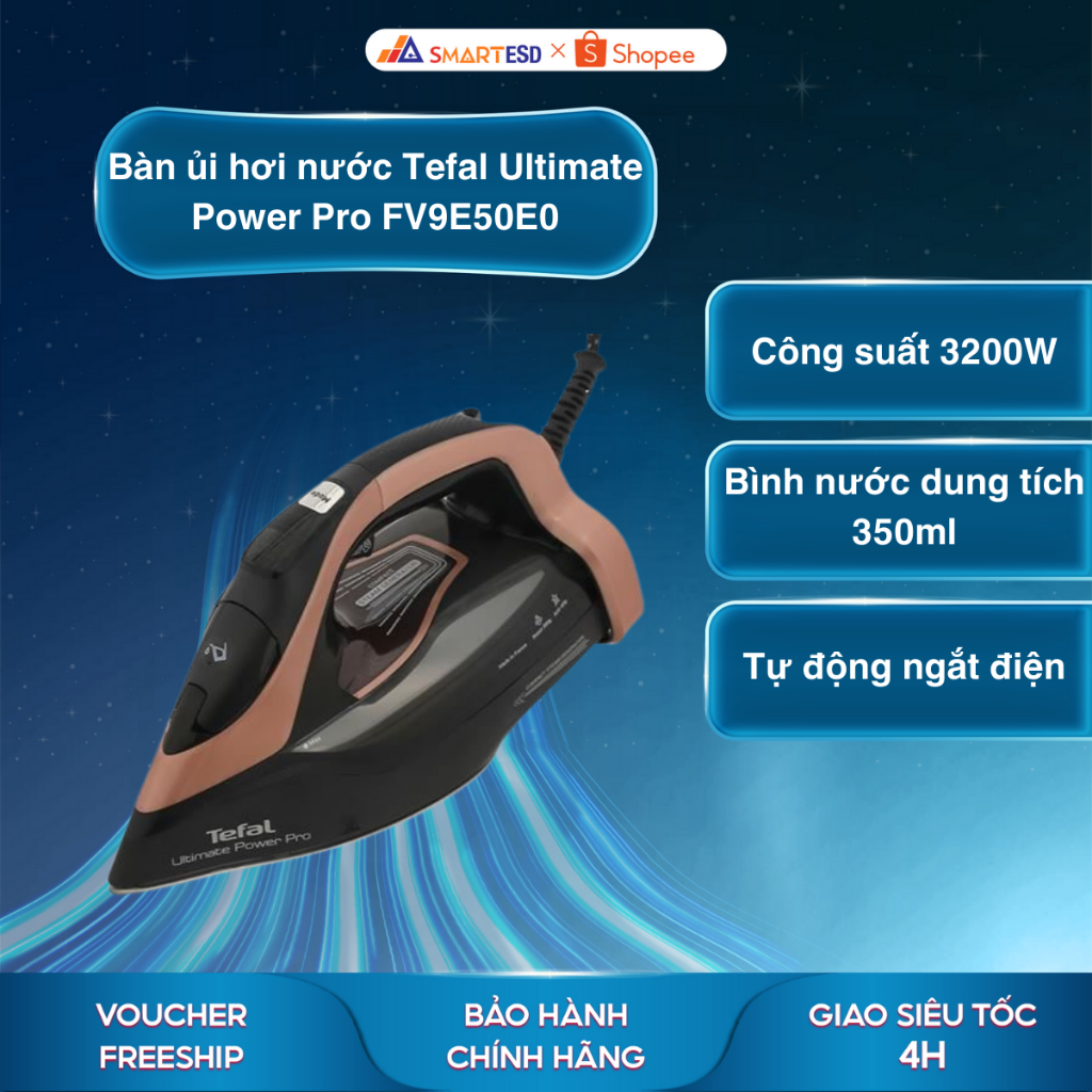 Bàn ủi hơi nước Tefal Ultimate Power Pro FV9E50E0 - Công suất 3200W - Bảo hành chính hãng  24 Tháng