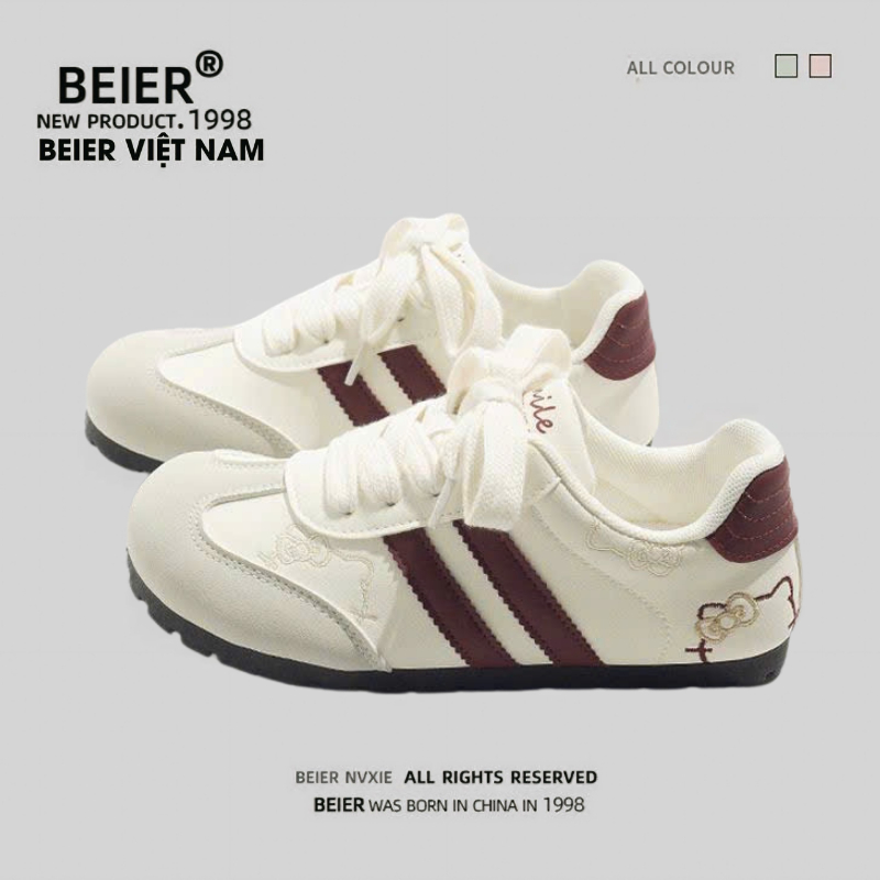 BEIER AUTH 100% Giày thể thao beier giày sneaker BEIER 3526 kitty đỏ trắng
