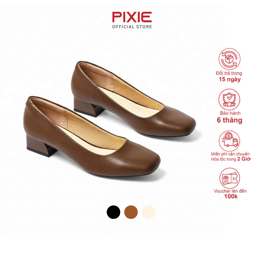 Giày Cao Gót Nữ 3cm Mũi Vuông Thời Trang Pixie H430