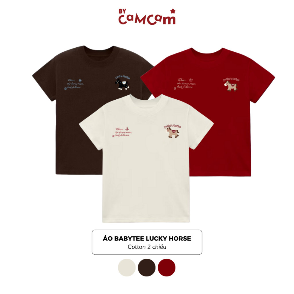 Áo Babytee Lucky Horse 𝑩𝒚𝒄𝒂𝒎𝒄𝒂𝒎 Form Basic Chào Năm Mới May Mắn 2026 ABN503 | BigBuy360 - bigbuy360.vn