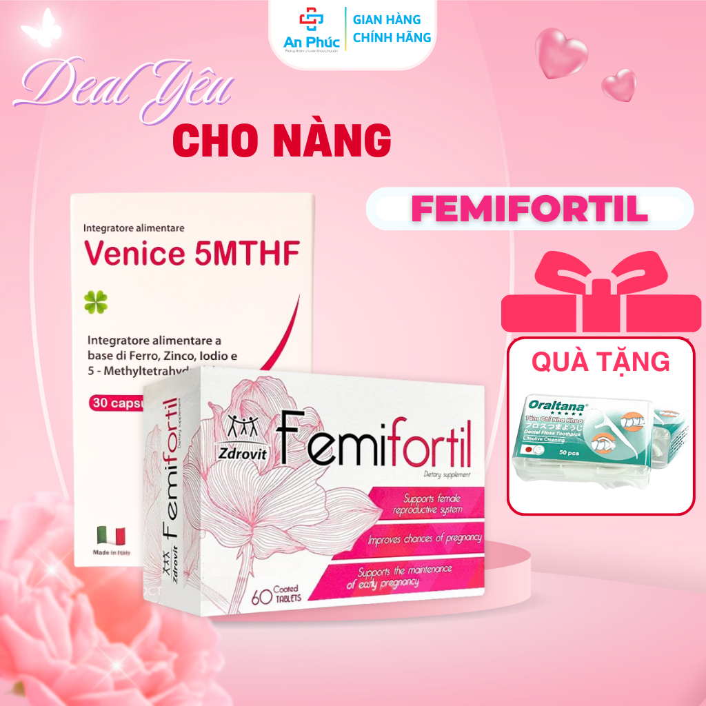 [BỘ ĐÔI AN NHIÊN] Femifortil + Venice 5MTHF - Hỗ Trợ Rụng Trứng & Phát Triển Thai Nhi Khỏe Mạnh