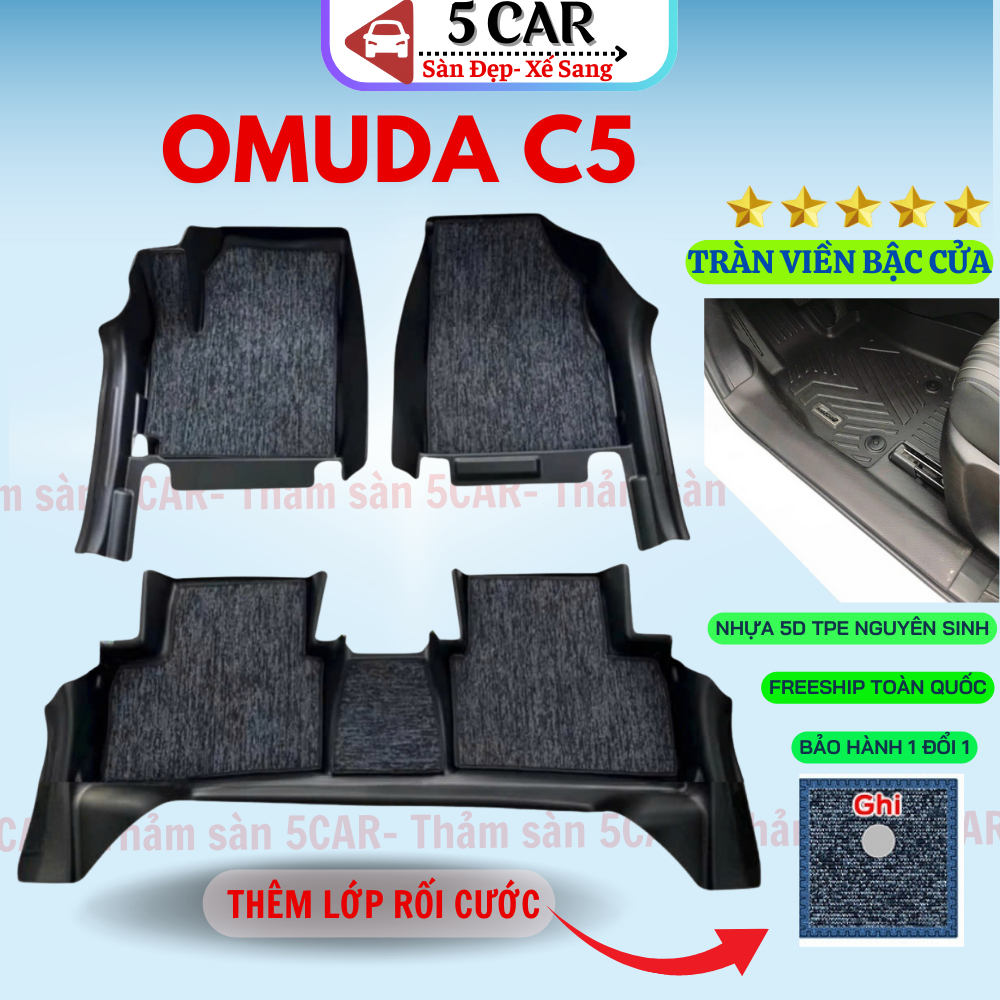 Thảm lót sàn NHỰA đúc TPE 5D xe Omoda C5, Mẫu Tràn viền bậc cửa - Hàng cao cấp Mẫu BD