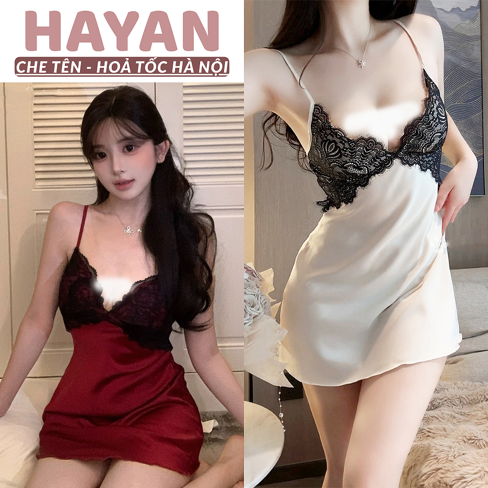 Váy ngủ sexy 2s lụa phối ren xẻ v1 kèm ĐỆM LÓT, dáng xoè nhẹ hở lưng tôn dáng gợi cảm HT136a