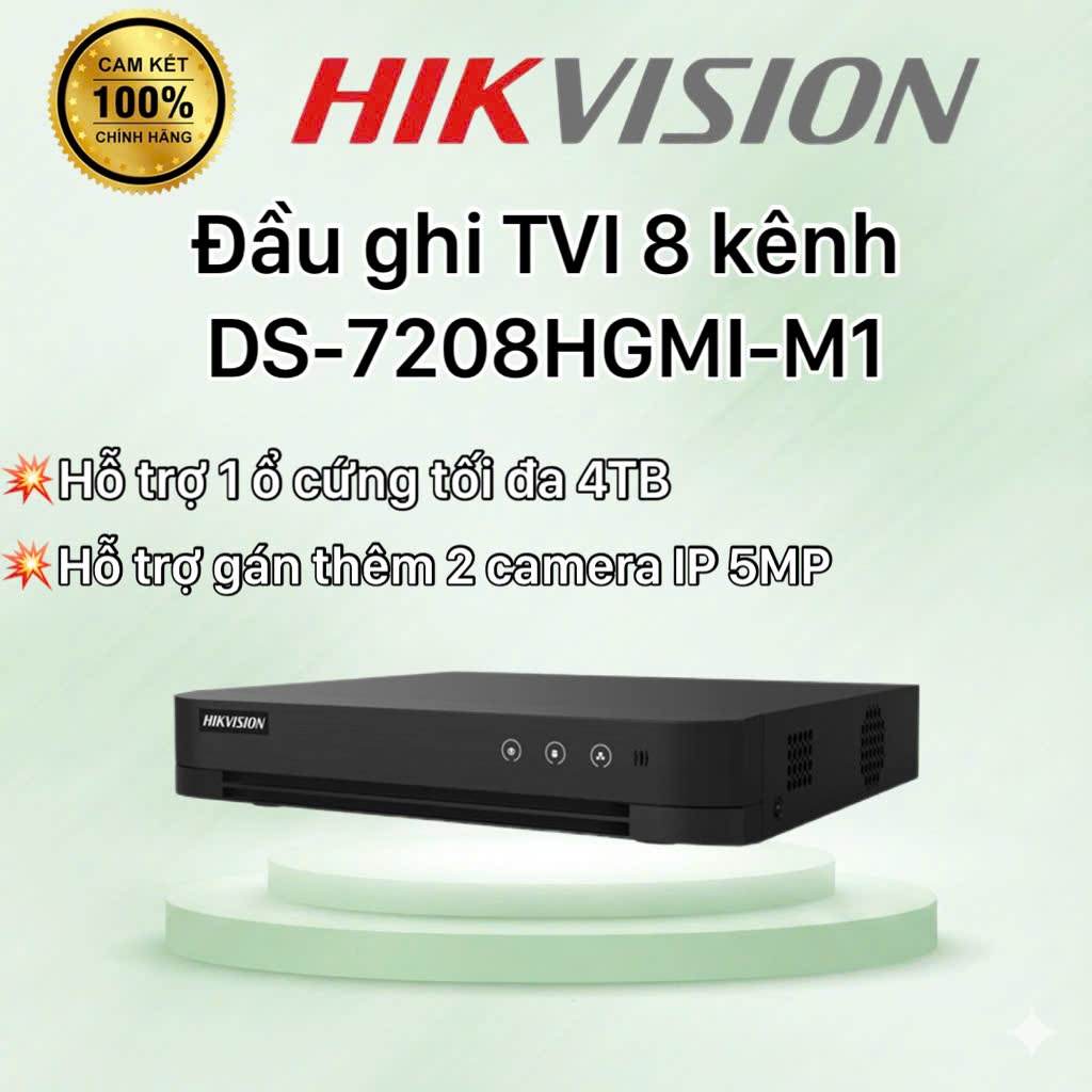 Đầu ghi hình 8 kênh Turbo HD 5 Hikvision DS-7208HGHI-M1 - KHÔNG KÈM Ổ CỨNG