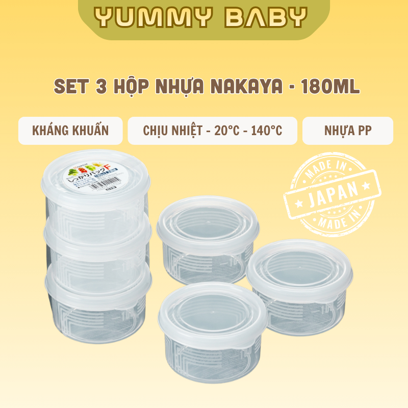 Set 3 Hộp Tròn 180ml Nakaya - Hàng Nội Địa Nhật Bản - YUMMY