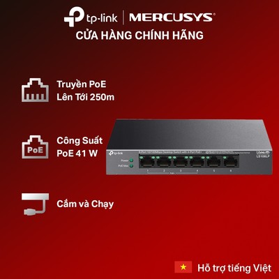 Switch Để Bàn TP-Link LS106LP PoE | Cấp Nguồn Camera IP, AP, Vỏ Kim Loại