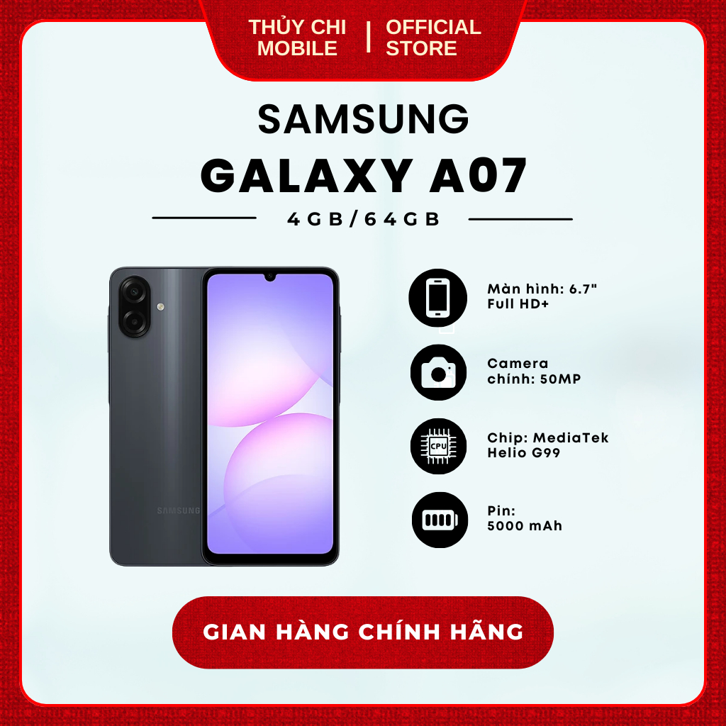Điện thoại Samsung Galaxy A07 4G 4GB/64GB - Hàng Chính Hãng
