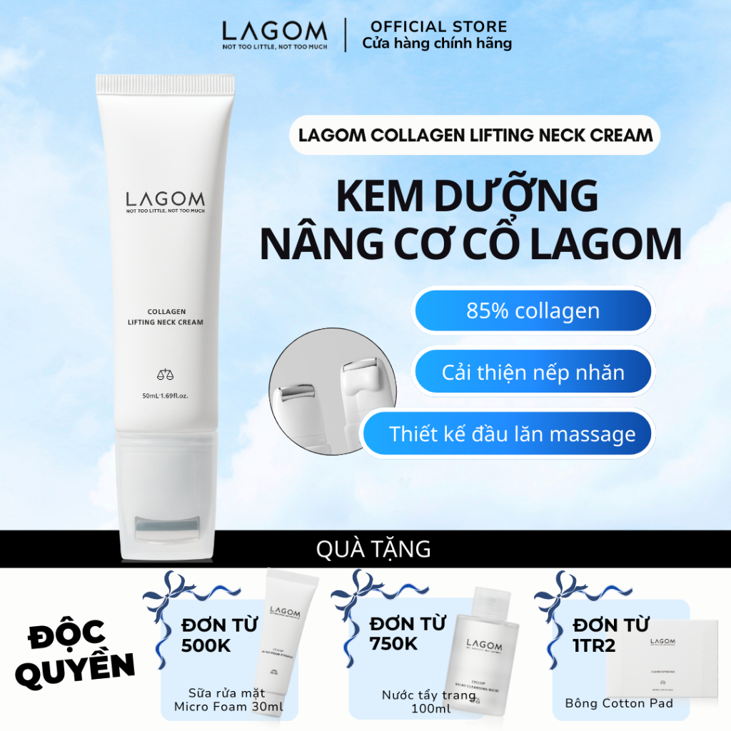 [Lagom] Kem dưỡng nâng cơ da cổ Lagom Collagen Lifting Neck Cream 50ml