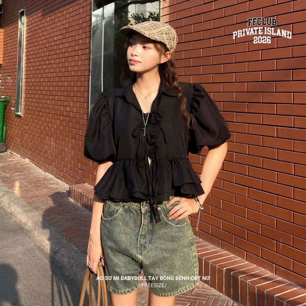 Áo Babydoll form Sơ mi tay bồng bềnh FFCLUB