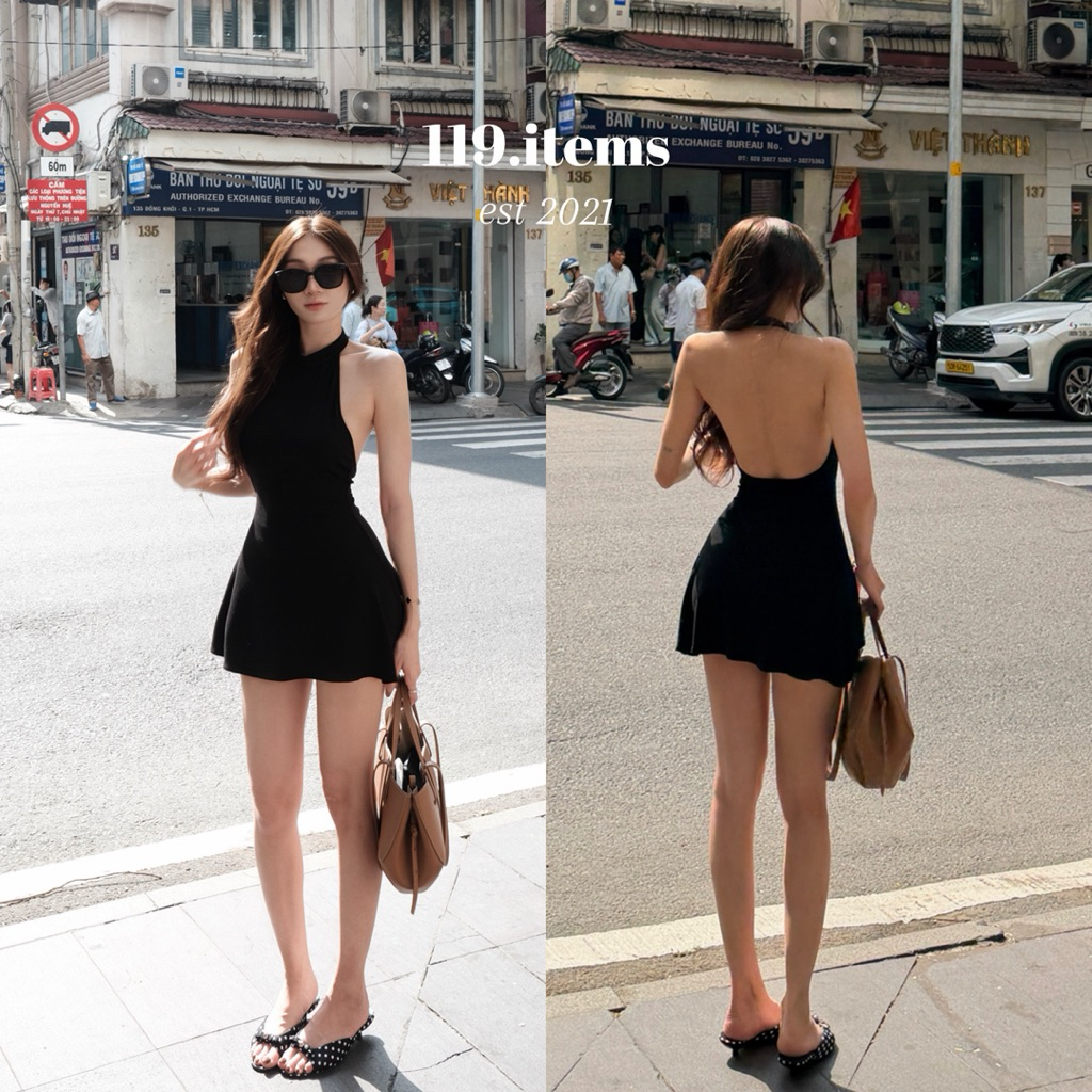 Đầm cổ yếm hở lưng form xoè tôn dáng 119.items