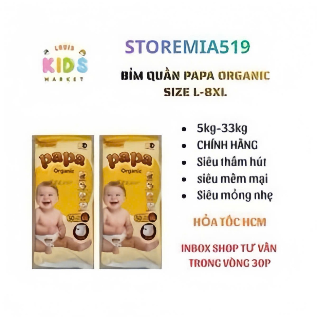 [freeship -Hcm-Hoả Tốc] Bỉm Quần PAPA Bo mông size L-8XL