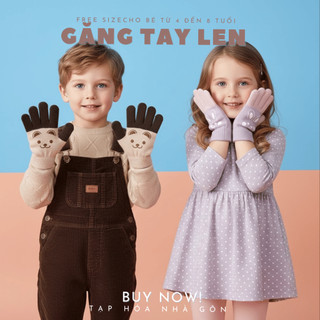 Găng tay len hoạt hình dễ thương cho bé trai bé gái 4-8 tuổi giữ ấm mùa đông