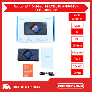 Router WiFi 4G Di Động LSUN MF605V – 150Mbps – Pin 3000mAh – Màn Hình LCD – 10 Thiết Bị – SIM 3G/4G