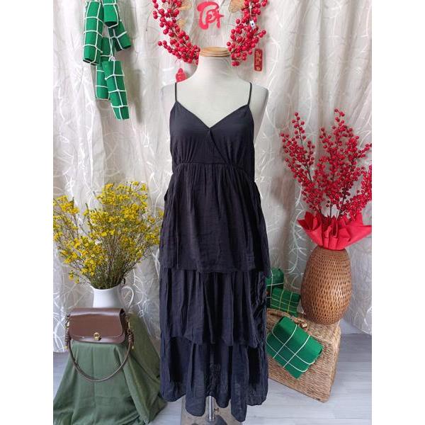 FLEUR thanh lý - Đầm 2 dây xếp tầng bymo - Size M