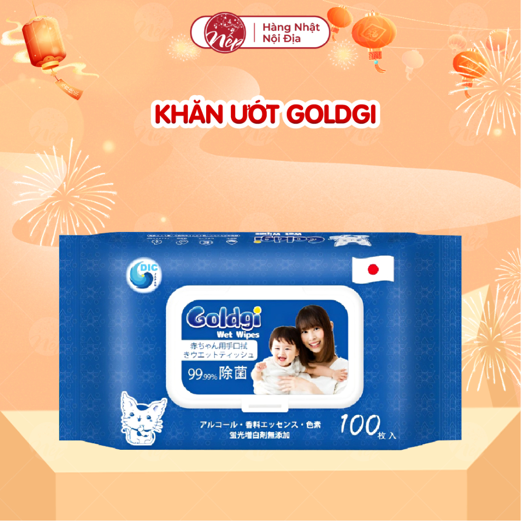 Khăn ướt Goldgi 100 tờ Nhật không mùi cho bé - nepshop1