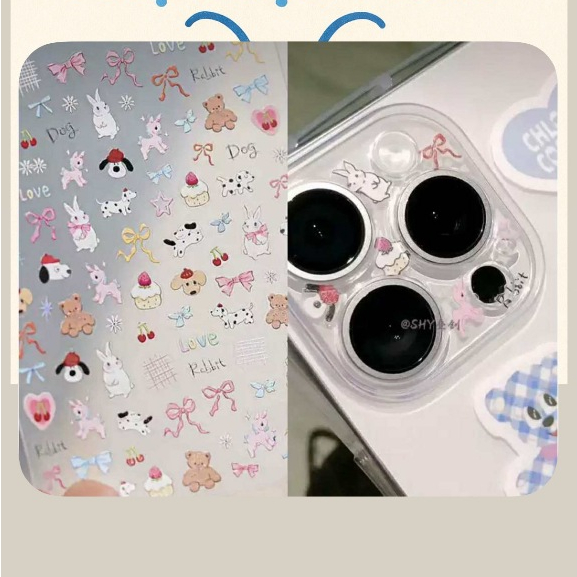 Sticker Nổi Nơ Thỏ Nhỏ Dễ Thương Dùng Trang Trí Ốp Lưng Điện Thoại/Phụ Kiện/Laptop - SANDWICHPHUKIENXINH