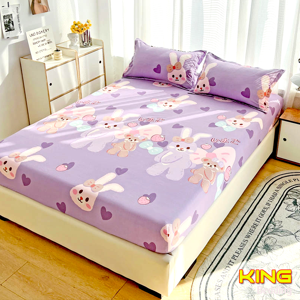 combo 3 MÓN Ga trải giường poly cotton 1m2, 1m4, 1m6, 1m8, Drap nệm, ga bọc giường 4 mùa-Kingbedding