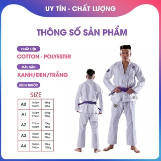 Bộ Võ Phục GI BJJ Cao Cấp 001, Vải Dày Bền Chắc, Thiết Kế Tối Giản, Phù Hợp Tập Luyện Và Thi Đấu