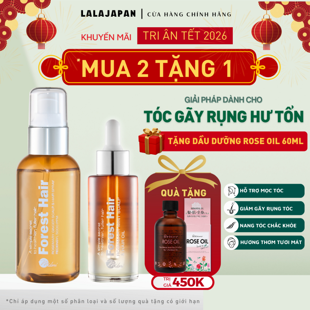 [LIVE TẾT] [MUA 2 TẶNG 1] Xịt kích mọc tóc Forest Hair + Dầu ủ kích mọc tóc Forest Hair giúp dưỡng n