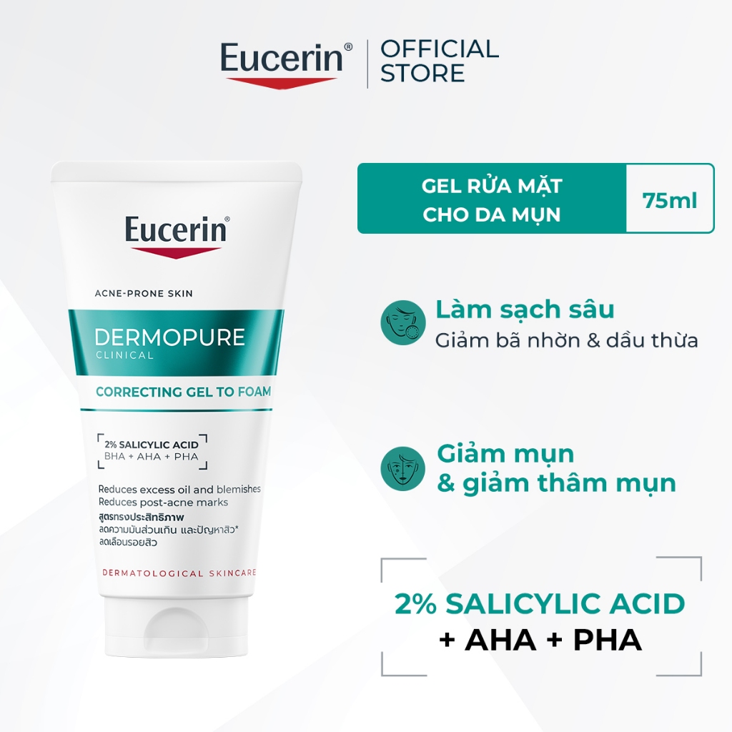 Gel rửa mặt cho da mụn Eucerin® DermoPure Clinical Correcting Gel To Foam 75ml | BigBuy360 - bigbuy360.vn