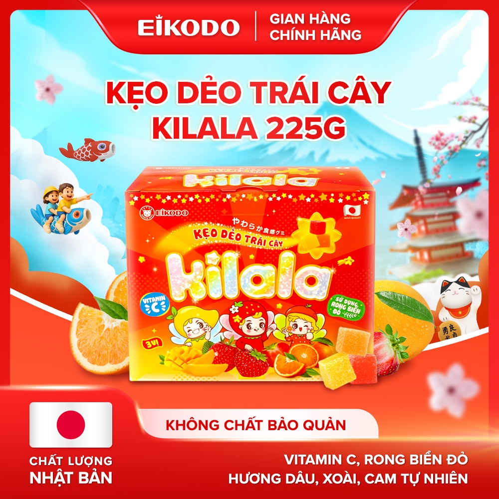 [TẾT] Kẹo Dẻo Trái Cây Kilala 225g/ hộp - Kẹo trái cây dẻo mềm, Eikodo Việt nam