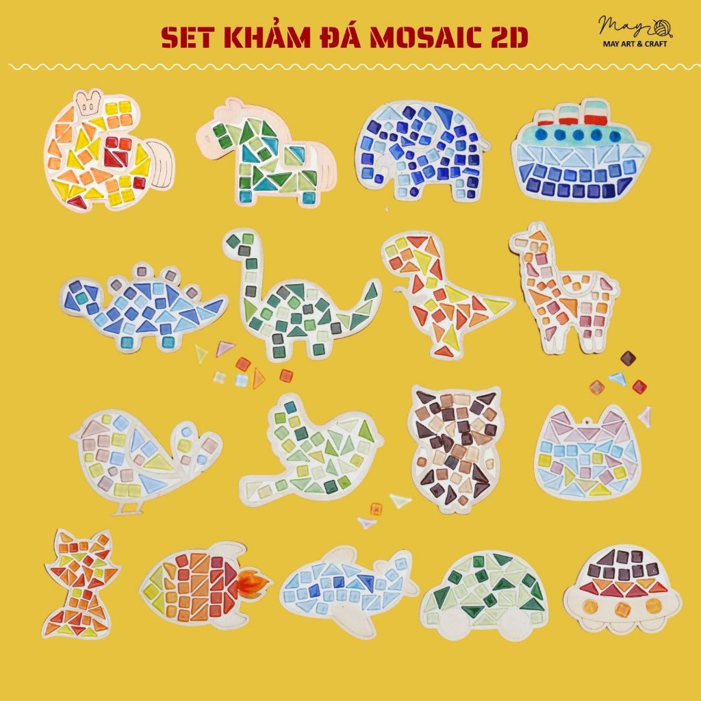 Set khảm đá mosaic Tiệm tạp hoá Nhà May nhiều mẫu mã, khảm đá mosaic mẫu chú ngựa 2026 (set 1 hình -