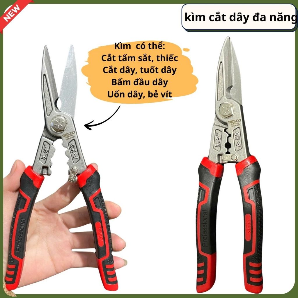 Kìm Cắt đa năng - Kìm cắt Dây điện,cắt tôn,cắt xương trần thạch cao, Thép Không Gỉ Chắc Chắn