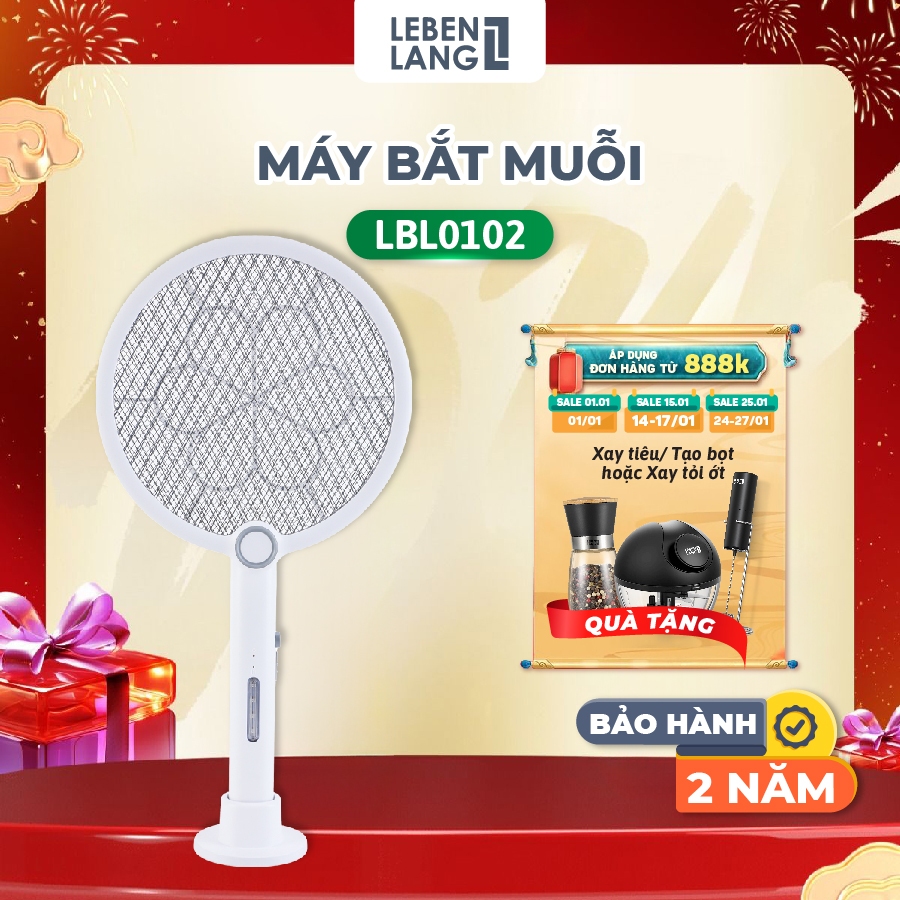 Vợt muỗi điện, Máy Bắt Muỗi Lebenlang LBL0102, công suất 3W, an toàn khi sử dụng, bảo hành 2 năm