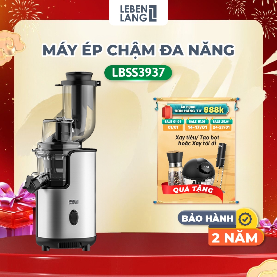 Máy ép chậm dáng đứng Lebenlang LBSS3937, công suất 200W, tốc độ 70 vòng/phút, độ ồn thấp, bảo hành 