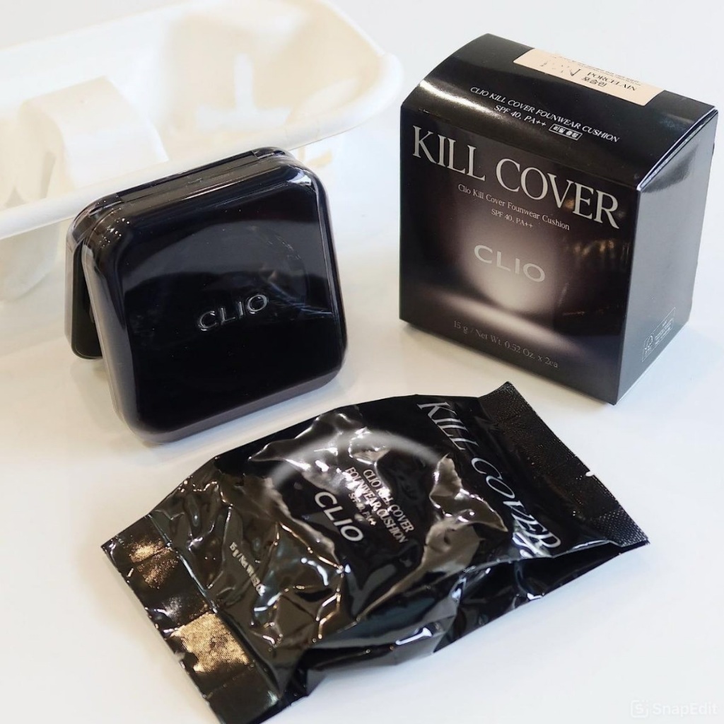 Phấn Nước Clio Kill Cover Founwear Cushion Mới Đen (Hộp + Refill) - Tone 23N Fullsize Fullbox