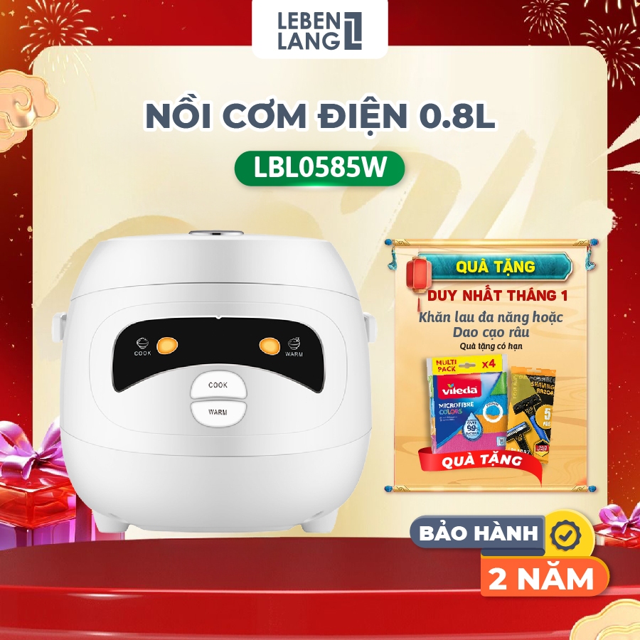 Nồi cơm điện Lebenlang LBL0585, dung tích 1 lít, công suất 350W, thiết kế đơn giản, bảo hành 2 năm -